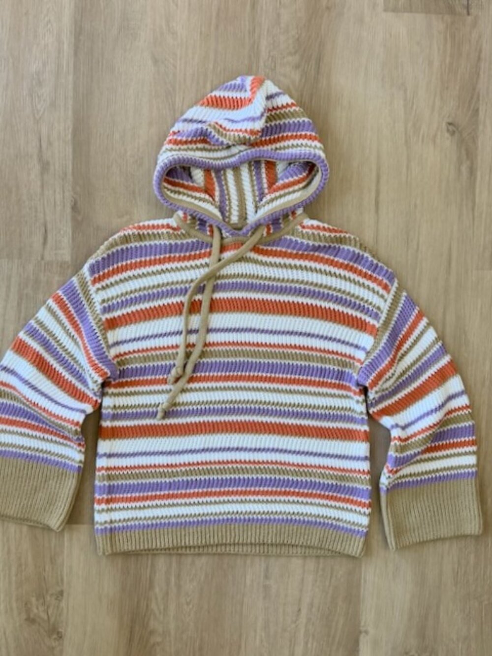 Rebecca Taylor Striped Hooded Cotton Sweater XS